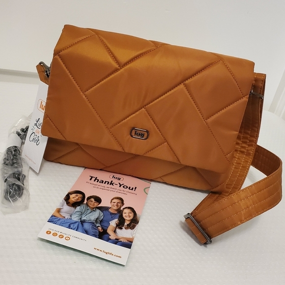 lug Handbags - NWT Lug Plie Crossbody Bag Cappuccino Color Lightweight Interchangeable Straps
